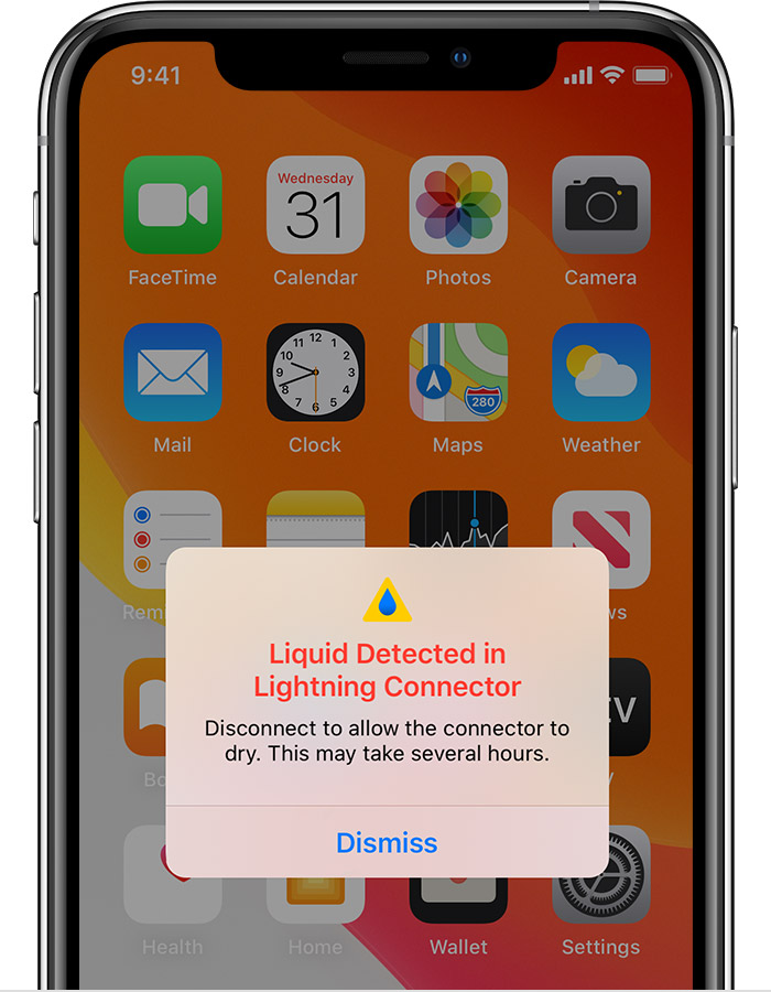 宛城苹果手机维修分享iPhone 12 在充电时出现 “闪电接口检测到液体”的提示怎么办 